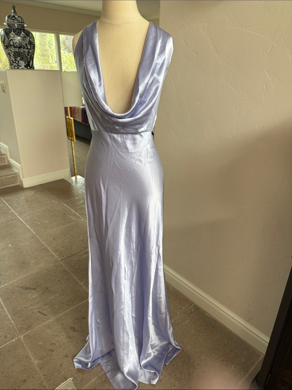 NWT Saulee dramatic pearl lavender long gown. Retail Anthropologie $595 Size 12